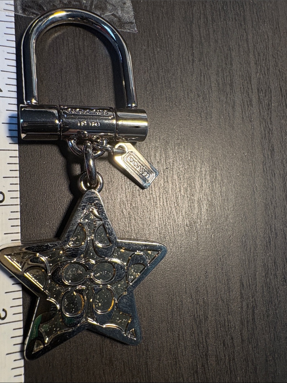 Coach Silver Star Keychain Key & Card Holder Charm